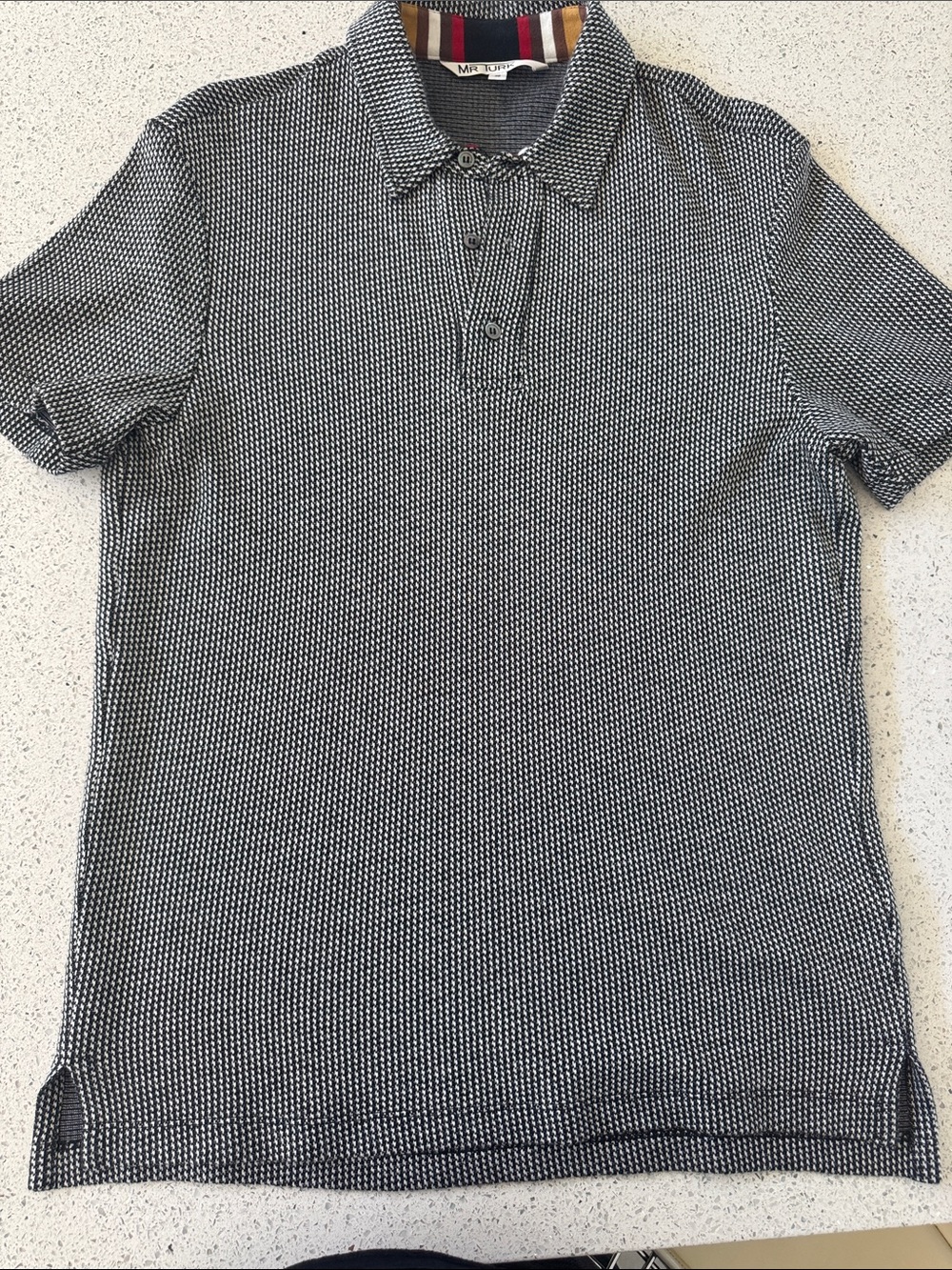 Mr Turk Men's Black & White Textured Polo Shirt